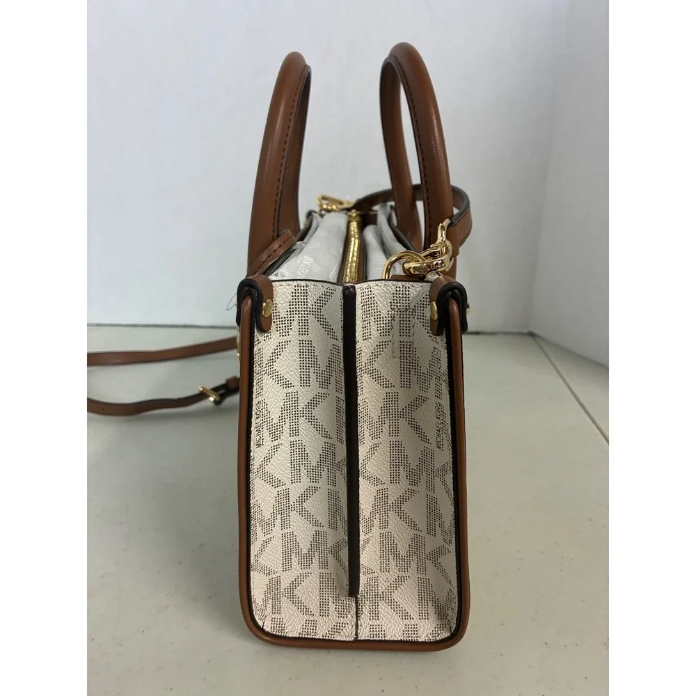 Michael Kors Maple Small EW Satchel Crossbody Bag Vanilla Luggage 38S6G7MS5B NEW